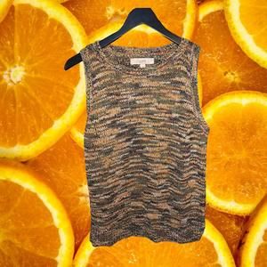 Loft Sleeveless Yellow, Black and WHite Knit‎ Sweater Size Large